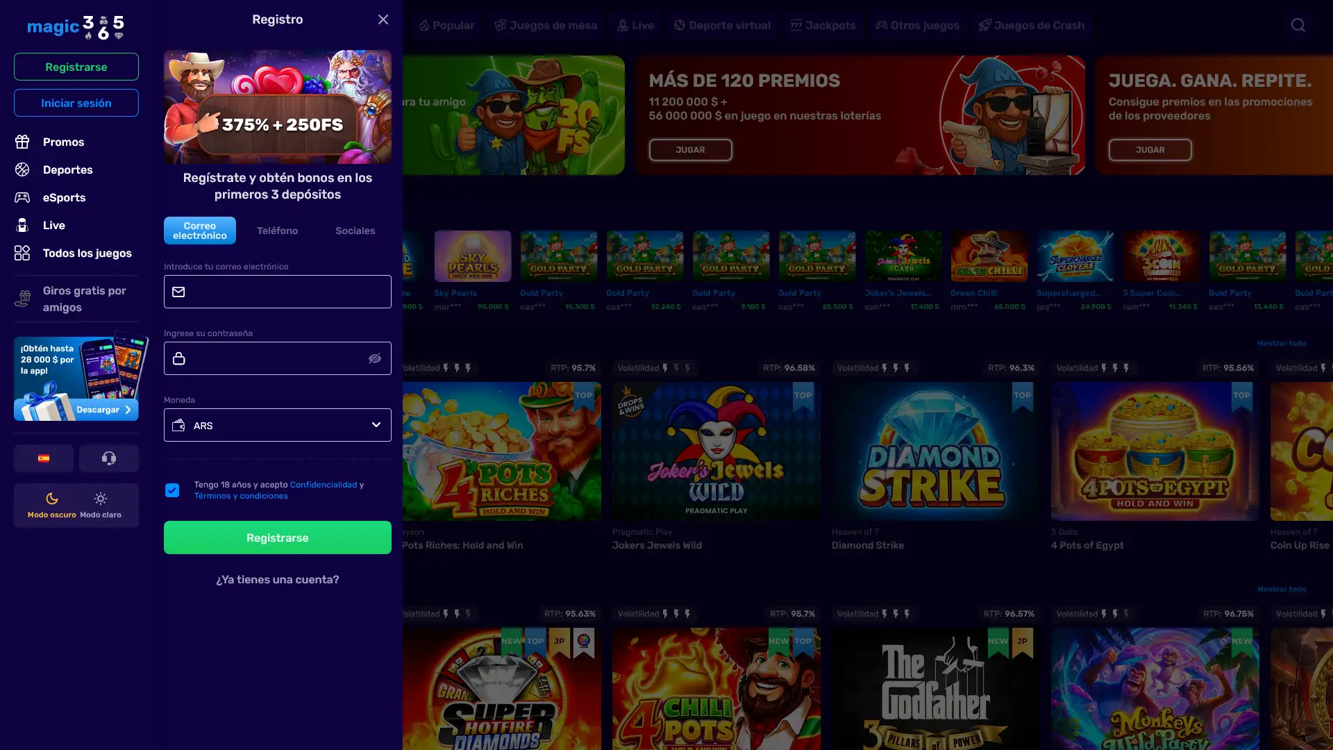 Completa tu registro en Magic365 Argentina y recibe fabulosas recompensas online.